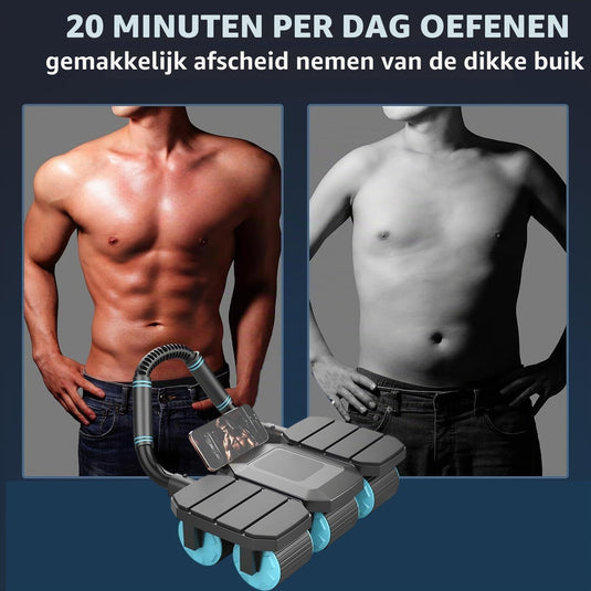 Ab roller met 6 wielen automatische rebound en display tot 150 kg – buikspiertrainer – ab wheel