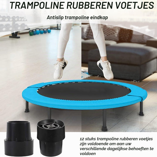 Trampoline pootdoppen 12 stuks 25 mm van antislip rubber zwart – voetdoppen – trampoline accessoires