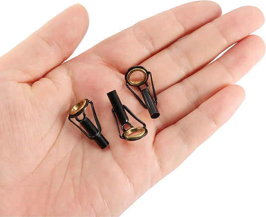 Hengel topogen 3 stuks 1 mm van roestvrij staal zwart-goud – hengeltop reparatieset – visaccessoires