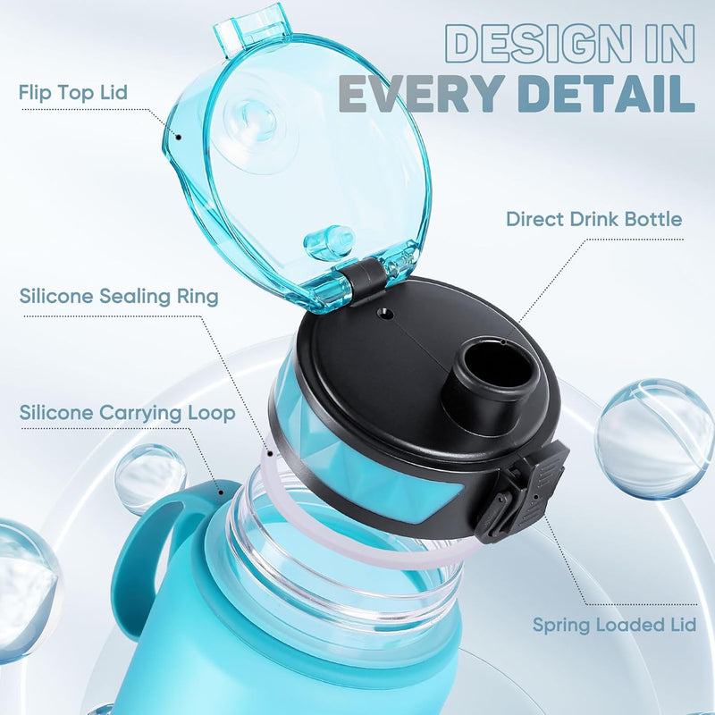 Laden Sie das Bild in Galerie -Viewer, Drinkfles 1 liter BPA-vrij met antislip grip en lekvrije sluiting – waterfles – sportfles
