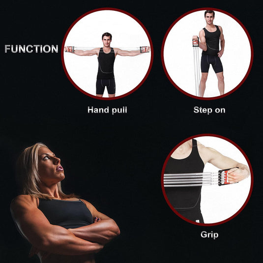 DBREAKS Borstverlenging, borstverlenging, verstelbare borstexpander, trekkrachtverlenging, fitnesskabel, multifunctioneel, met 5 afneembare veren, voor spiertraining