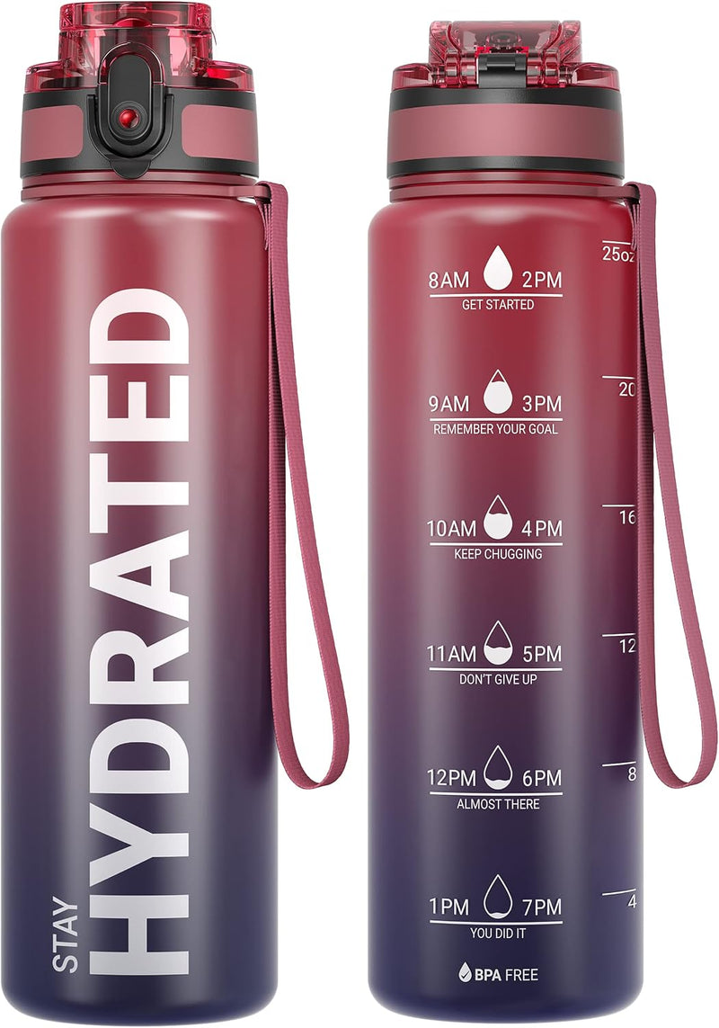 Laden Sie das Bild in Galerie -Viewer, Drinkfles 750 ml BPA-vrij met tijdmarkeringen en lekvrije dop – waterfles – sportfles
