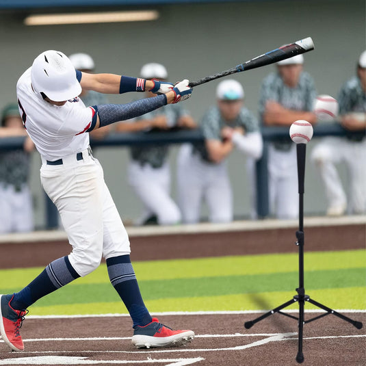 Verstelbare batting tee 63-104 cm met statief zwart – baseball slagstandaard – honkbal softball accessoires