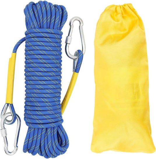 Statisch outdoor touw 10 m x 8 mm – met 2 karabijnhaken voor camping en buitengebruik