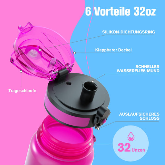 Drinkfles 750 ml BPA-vrij met tijdmarkeringen en lekvrije dop – waterfles – sportfles