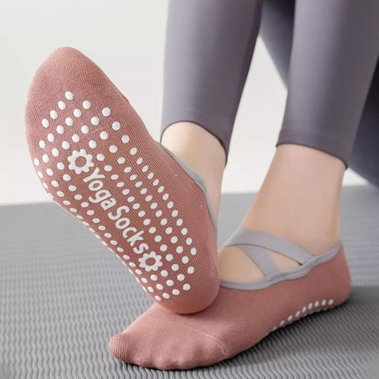 Antislip sokken dames 4 paar maat 35-40 met siliconen grip – yoga pilates trampoline sokken