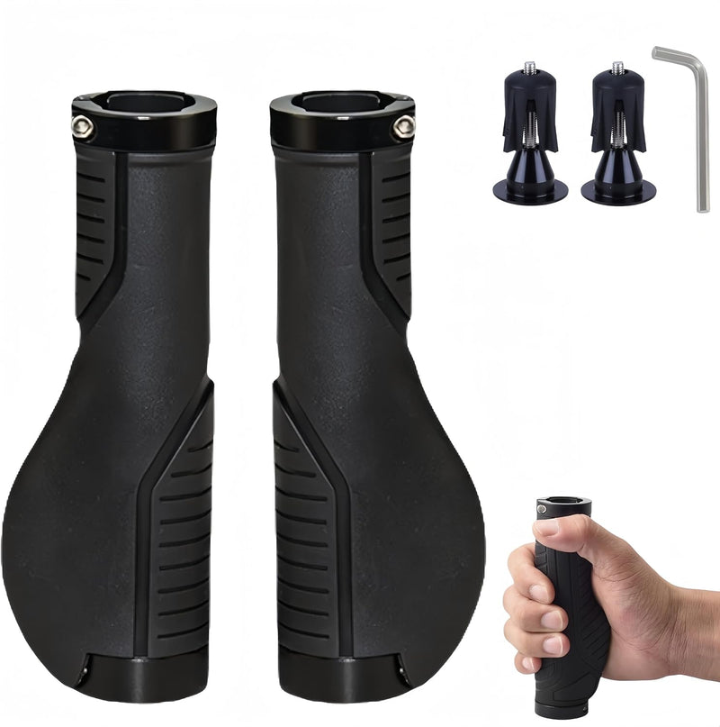 Load image into Gallery viewer, Ergonomische fietshandvatten 22 mm zwart met einddoppen
