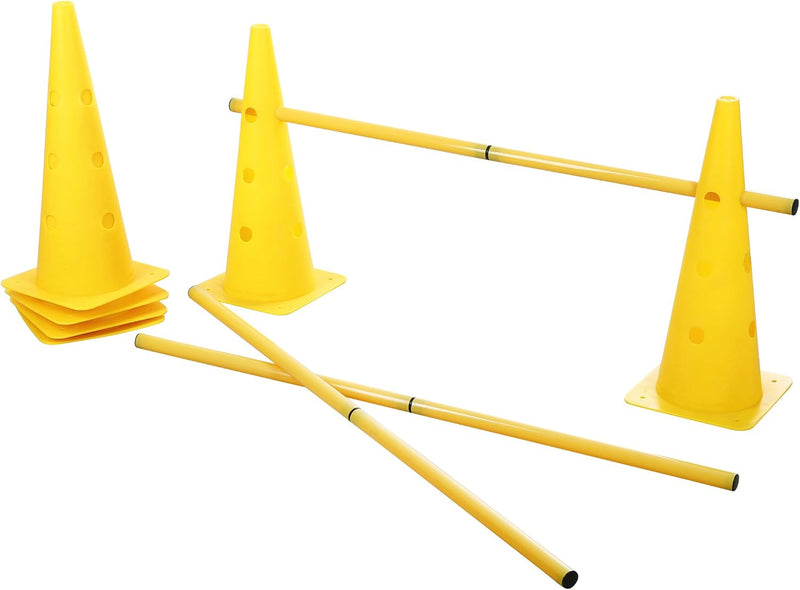 Laden Sie das Bild in Galerie -Viewer, Agility horden set met 6 pylonen en 3 verstelbare stangen geel – hondentraining – behendigheidsset
