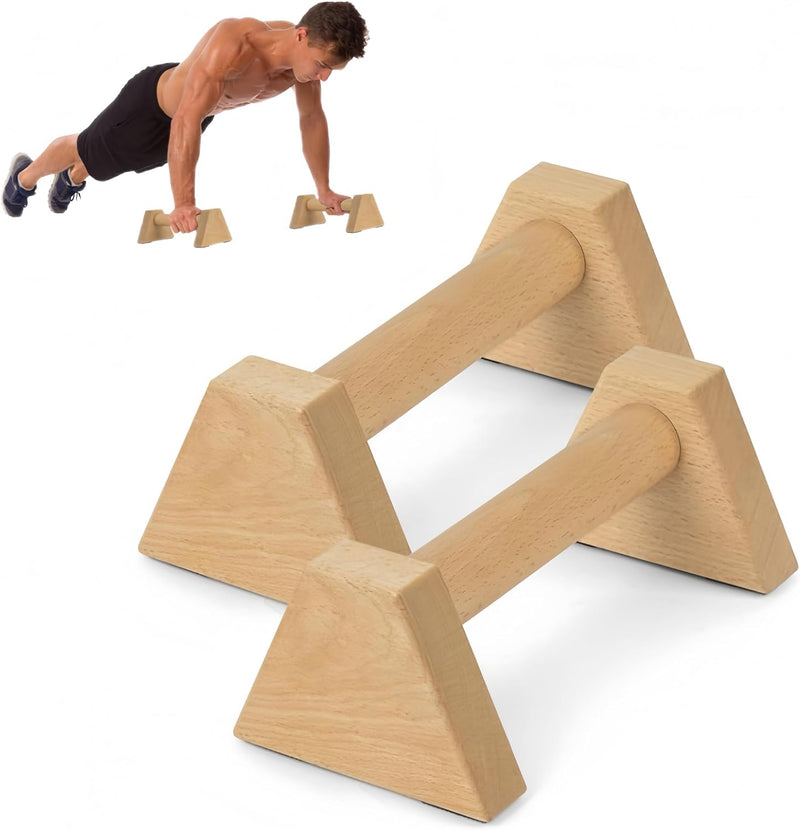 Laden Sie das Bild in Galerie -Viewer, Houten parallettes 2 stuks 25 cm met ergonomische antislip handgrepen – push-up bars – calisthenics
