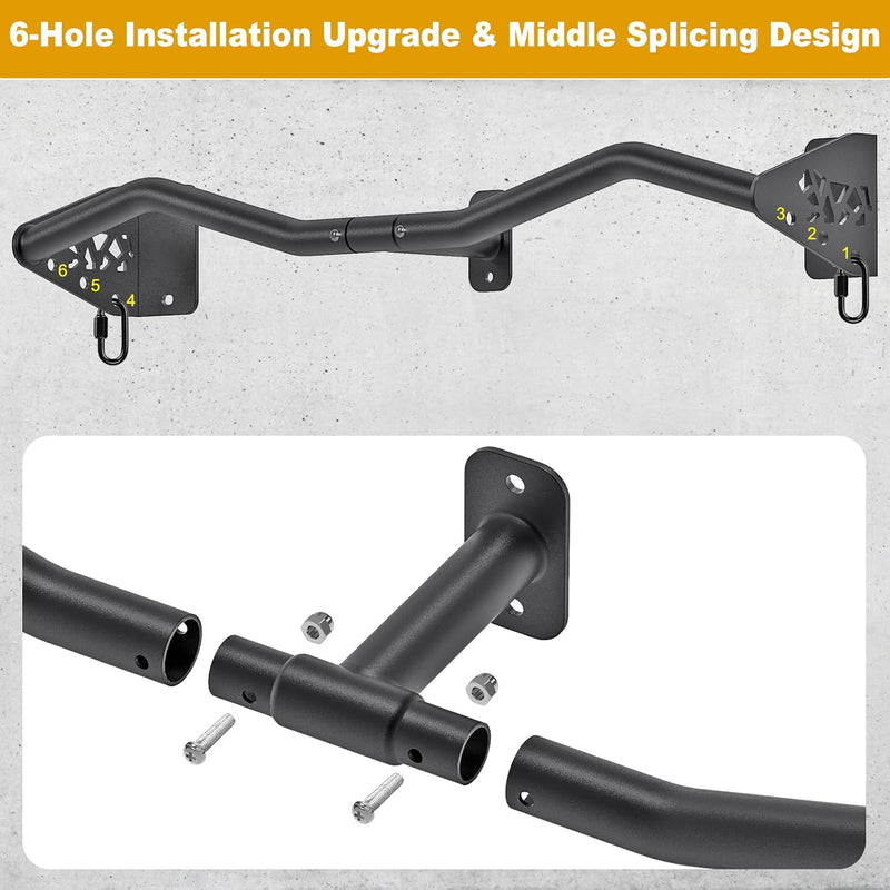 Laad afbeelding in Galerijviewer, Wandgemonteerde optrekstang 81 cm met meerdere gripposities tot 200 kg – pull-up bar – krachttraining
