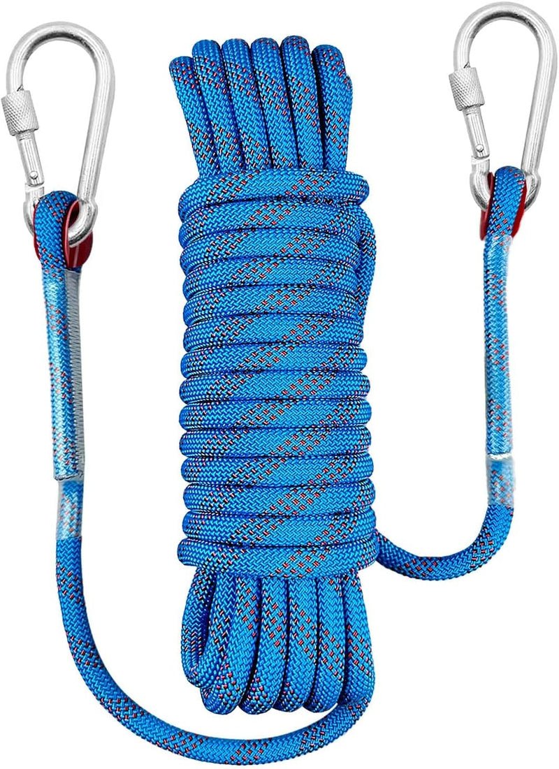 Laad afbeelding in Galerijviewer, Outdoor touw 10 m x 10 mm met 2 karabijnhaken – polyester touw voor camping en buitengebruik
