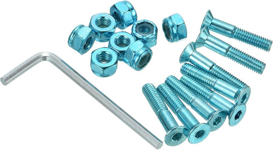 Skateboard hardware set 1 inch met schroeven moeren en inbussleutel blauw – montagebouten – skate accessoires