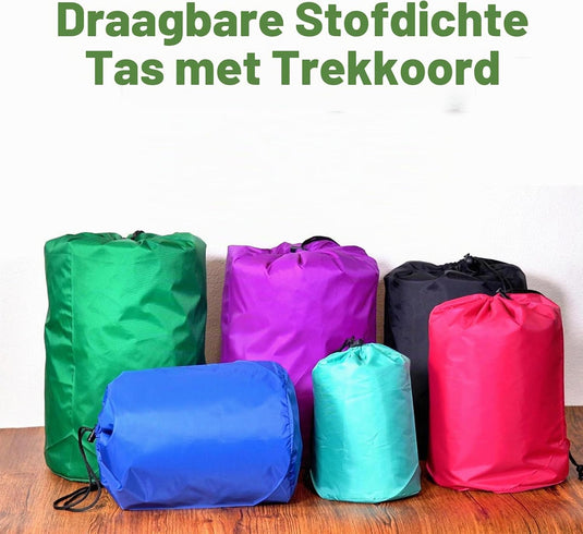 Waterdichte opbergzak 16 x 32 cm met trekkoord zwart – stuff sack – camping accessoires