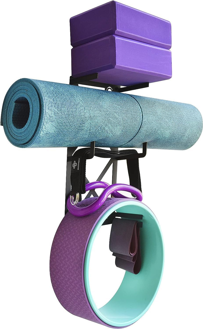 Laad afbeelding in Galerijviewer, Wandhouder voor complete yoga- en pilatesuitrusting, 100% koolstofstaal
