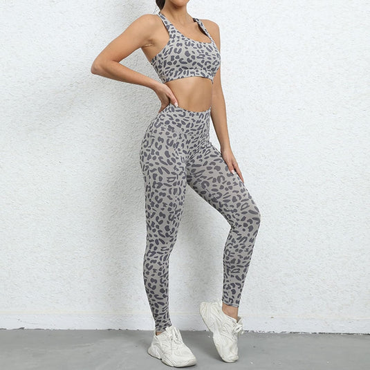 Dames sportlegging met luipaardprint hoge taille en aansluitende pasvorm – fitness legging – yogabroek
