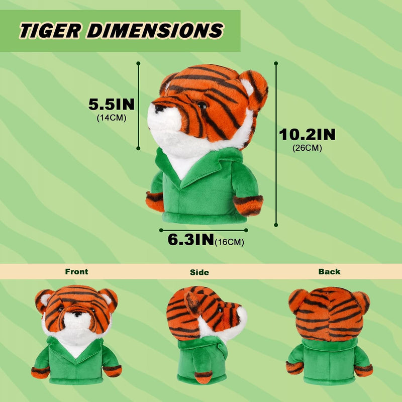 Laden Sie das Bild in Galerie -Viewer, Plüsch-Golfclubhülle mit Tiger in grüner Jacke für Driver bis 460cc – Tier-Headcover – Golfgeschenk
