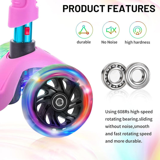 DBREAKS Lichtgevende stuntstep, wielen met ledverlichting, 100 mm, ABEC, 9 kogellagers, hardheid 88A, geschikt voor alle scooters (zwart)