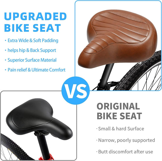 Breed comfortabel fietszadel bruin met dubbele vering