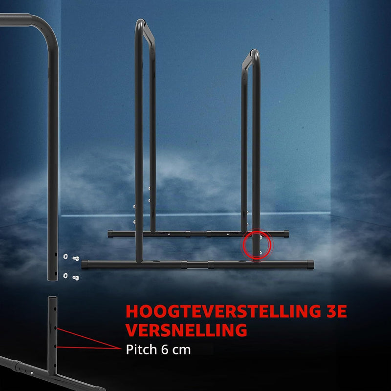 Załaduj obraz do przeglądarki galerii, Verstelbare dip bars 87-100 cm van staal tot 136 kg – dip station – calisthenics

