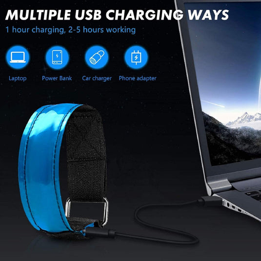 Led-armband, oplaadbaar, 2 stuks, lichtarmband, USB, reflectieformutie