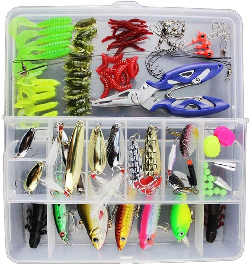 Bild im Galerie-Viewer laden, Kunstköder-Set mit 120 Teilen, Spinnern, Softbaits und Hardbaits inklusive Aufbewahrungsbox – Raubfischköder – Angelzubehör
