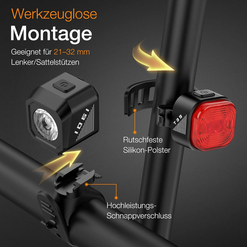 Laden Sie das Bild in Galerie -Viewer, Oplaadbare fietsverlichting set USB-C IPX5 met voorlicht en achterlicht – fietslamp – LED fietslicht
