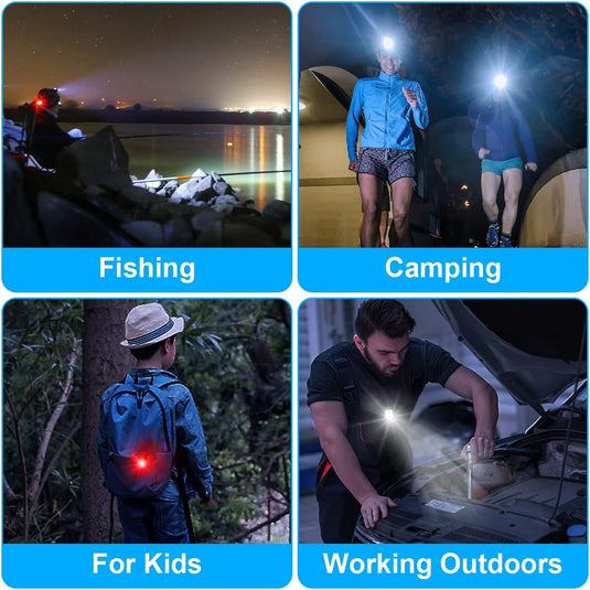 URAQT Clip op Running Lights, 4 Lichtstanden Waterdicht Outdoor Night Clip on Running Lights met 2 Pcs Reflectorbanden, USB Oplaadbare LED Licht voor Runners Camping Wandelen (1 pc)