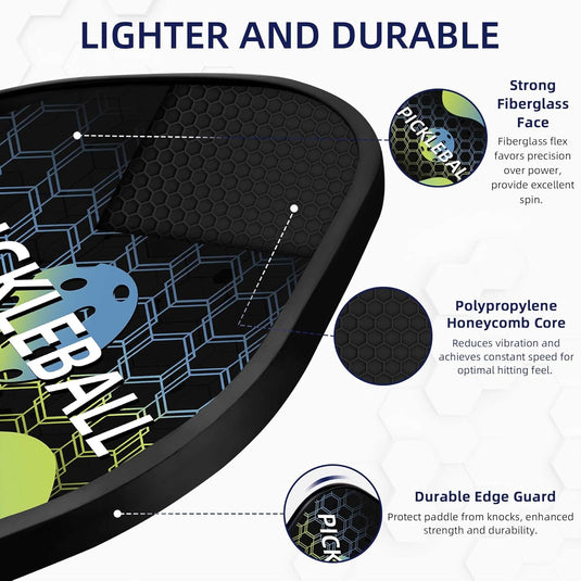 Pickleball set met 4 rackets en 4 ballen