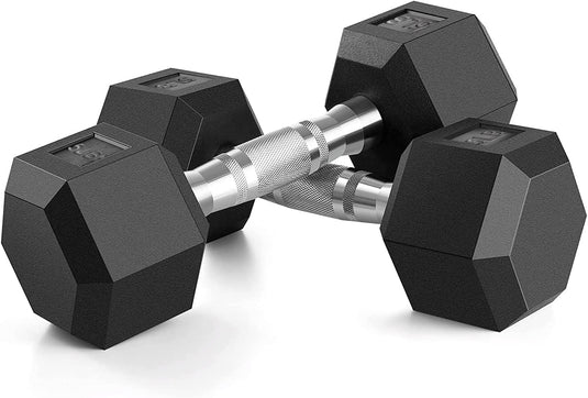 Hex dumbbells set van 2 met rubberen coating