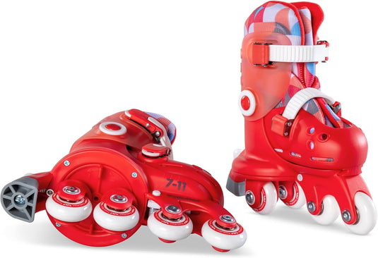 Yvolution Twista Skates Leerling Training Skates voor Beginner Converteert van leerling skate naar inline skate met een druk op de knop, geen gereedschap nodig voor meisjes jongens 2+ jaar oud, maat