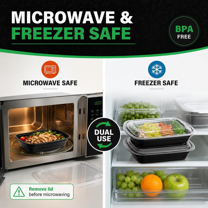 Chargez l'image dans la visionneuse de la galerie, Meal prep bakjes set van 50 stuks 946 ml zwart
