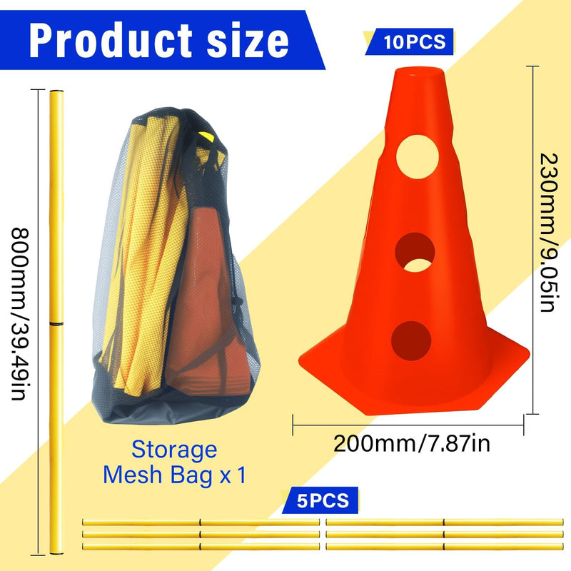 Chargez l'image dans la visionneuse de la galerie, Agility hindernisset met 10 kegels en 5 verstelbare stangen oranje – hondentraining – sporthorden
