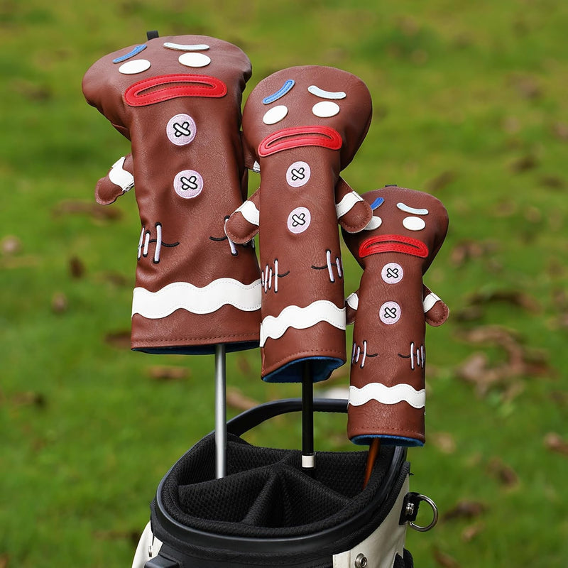 Laden Sie das Bild in Galerie -Viewer, Golfclub beschermhoes met grappig koekjesmonster ontwerp van kunstleer – driver headcover – golfdecoratie

