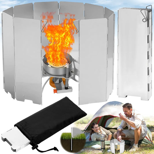 10 Stuks Aluminium Camping Fornuis Windscherm, Camping Kachel Voorrui, Draagbare Camping Kachel Voorruit, voor Kamperen Buitenkachel, Picknick, Kamperen