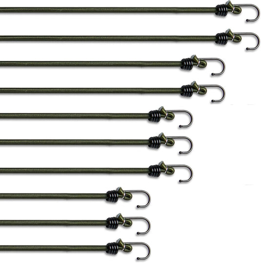 Pluvios Robuuste snelbinders met haken, 10 stuks, maat naar keuze, elastische multifunctionele rubberen spanbanden voor bagage, dakdragers, camping, weerbestendig, UV-bestendige snelbinder, 30 cm