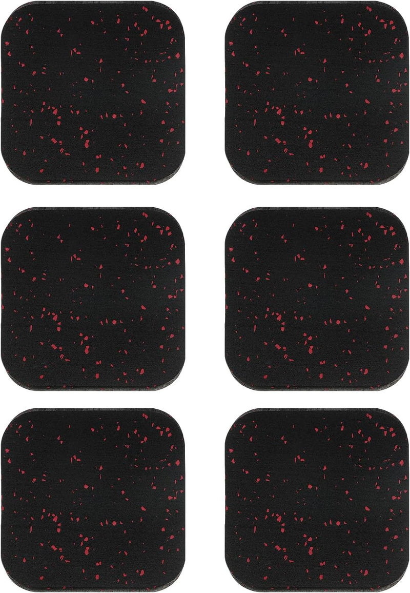 Załaduj obraz do przeglądarki galerii, Antivibratie matten 6 stuks 10 x 10 x 1 cm zwart-rood – vloerbeschermers – fitnessapparatuur accessoires
