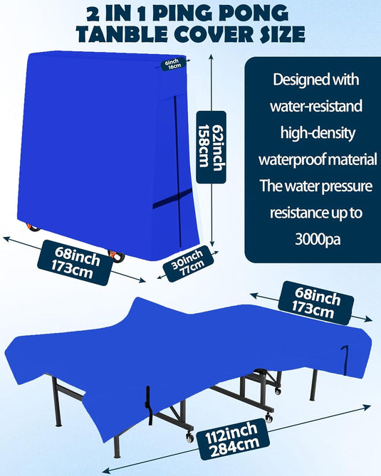 Housse de protection pour table de ping-pong en polyester 600D pour tables pliantes et plates – protection de table de ping-pong – bâche de ping-pong