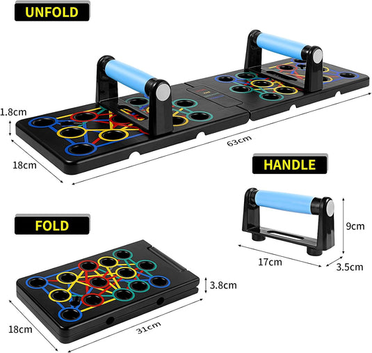 Opvouwbaar push-up board 24-in-1 met verstelbare handgrepen tot 300 kg – opdrukplank – krachttraining