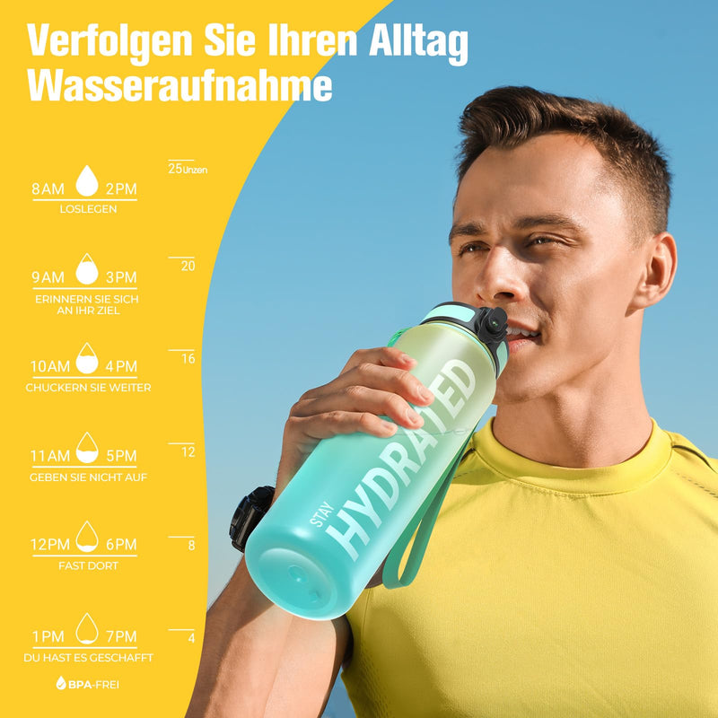 Laden Sie das Bild in Galerie -Viewer, Drinkfles 750 ml BPA-vrij met tijdmarkeringen en lekvrije dop – waterfles – sportfles

