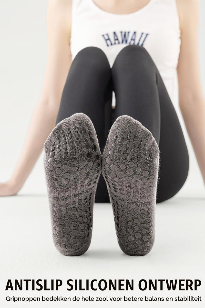 Załaduj obraz do przeglądarki galerii, Pilates antislip sokken 3 paar met siliconen grip – yoga sokken – fitness sokken
