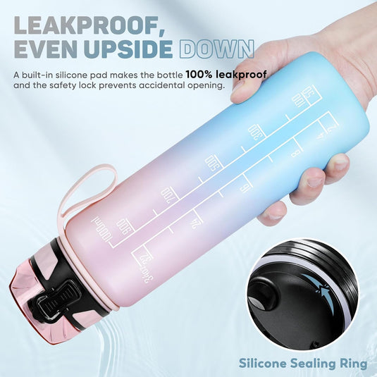 Drinkfles 1 liter BPA-vrij met antislip grip en lekvrije sluiting – waterfles – sportfles