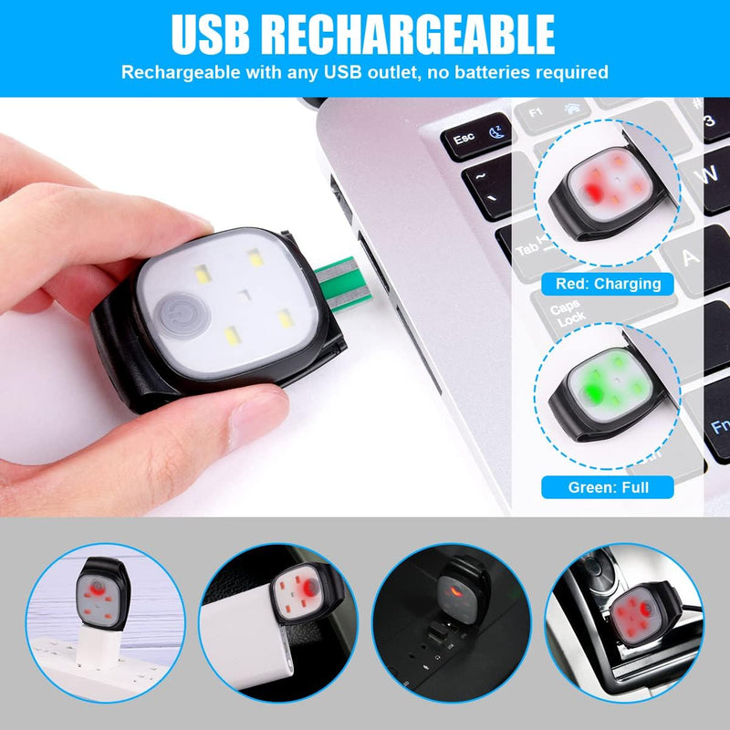 Load image into Gallery viewer, URAQT Clip op Running Lights, 4 Lichtstanden Waterdicht Outdoor Night Clip on Running Lights met 2 Pcs Reflectorbanden, USB Oplaadbare LED Licht voor Runners Camping Wandelen (1 pc)
