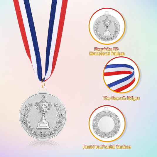 Gouden medailles met neklint 3 stuks 5,8 x 5,2 cm – winnaarsmedailles – sport en wedstrijd prijzen