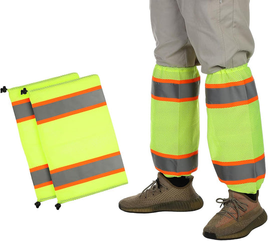 Reflecterende beenhoezen 1 paar high visibility geel-oranje – hi-vis beenkappen – outdoor accessoires