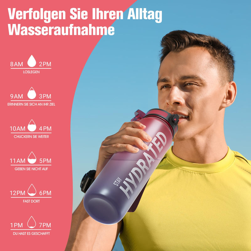 Laden Sie das Bild in Galerie -Viewer, Drinkfles 750 ml BPA-vrij met tijdmarkeringen en lekvrije dop – waterfles – sportfles
