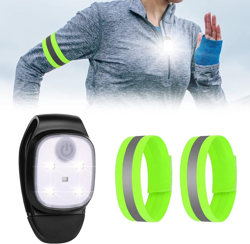 Load image into Gallery viewer, URAQT Clip op Running Lights, 4 Lichtstanden Waterdicht Outdoor Night Clip on Running Lights met 2 Pcs Reflectorbanden, USB Oplaadbare LED Licht voor Runners Camping Wandelen (1 pc)

