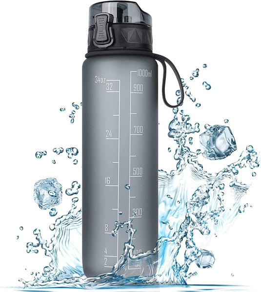 Drinkfles 1 liter BPA-vrij met antislip grip en lekvrije sluiting – waterfles – sportfles