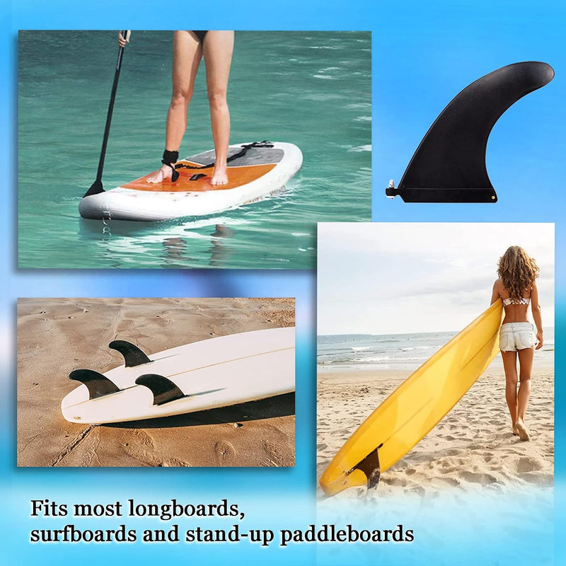 Laden Sie das Bild in Galerie -Viewer, Afneembare SUP middenvin 21,5 x 16,5 cm met schroef zwart – surfboard vin – paddleboard accessoires

