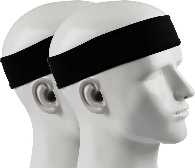 Laad afbeelding in Galerijviewer, ipow 2 stuks sporthoofdband, zweetband, antislip, uniseks, ideaal voor tennis, hardlopen, crossfit, fitness voor dames en heren, zwart
