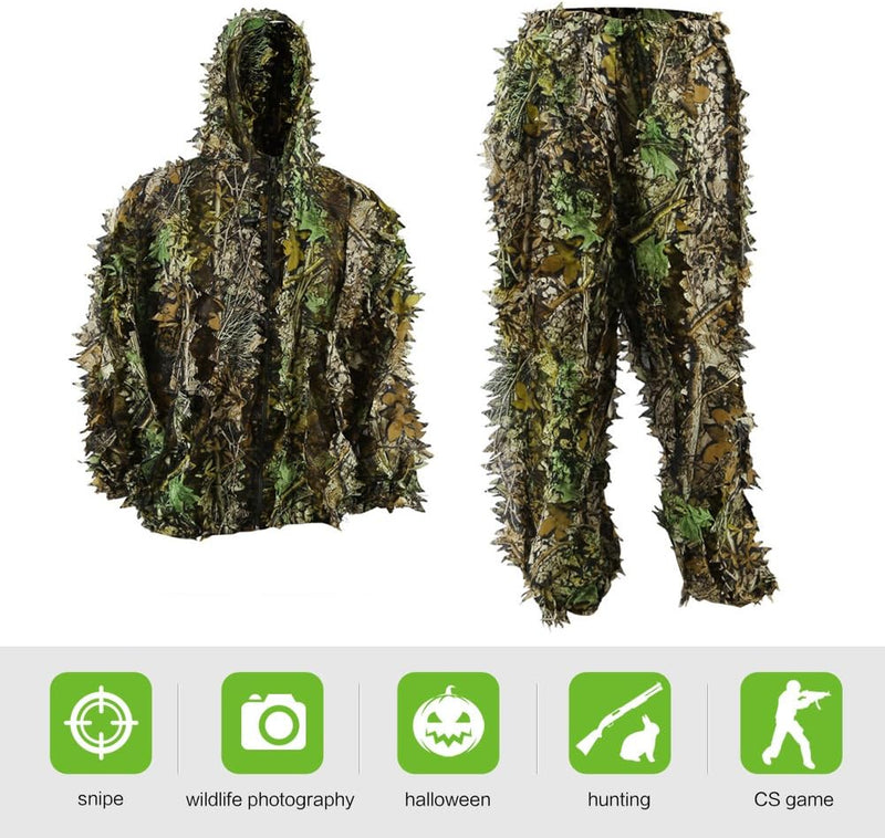 Laad afbeelding in Galerijviewer, Zicac 3D camouflage kostuum Ghillie jungle ghillie camouflage kostuum Woodland jachtkleding party verduistering
